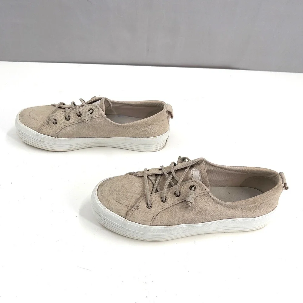 Sperry Women's Platform Sneakers Tan Suede Lace Up Shoes STS85962 Size 10‎